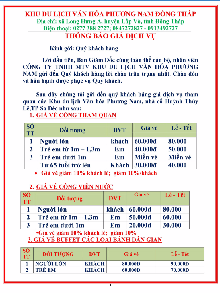 Thời gian và hoạt động vé