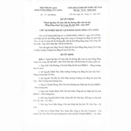 Ban Tổ Chức Hội Thi Hdv Du Lịch ĐBSCL 2025 Lần I