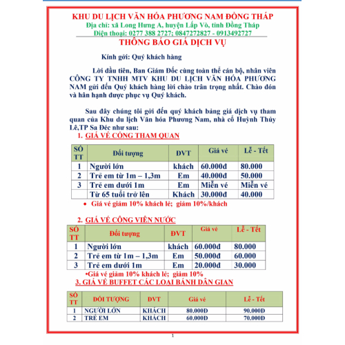 Thời gian và hoạt động vé