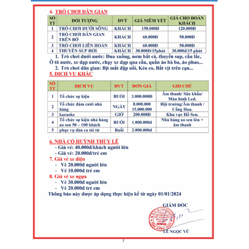 Thời gian và hoạt động vé