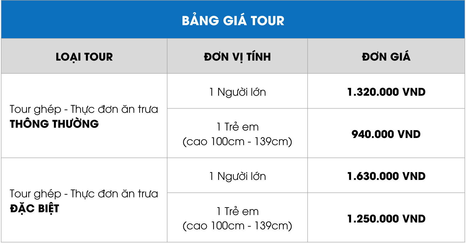 Bảng giá Tour ghép