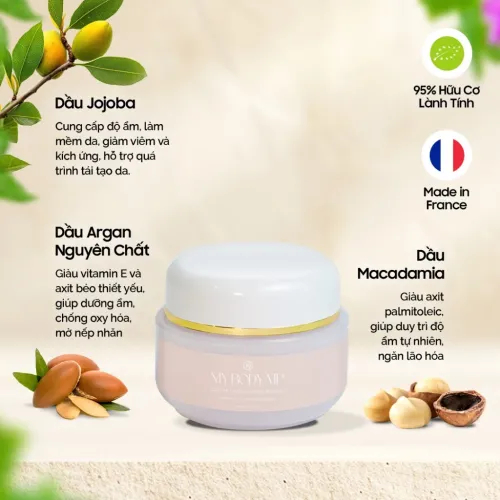 Kem Dưỡng Ẩm Hữu Cơ Chống Lão Hóa Dầu Argan My Body VIP. SX tại Pháp. Cấp Ẩm Sâu, Phục Hồi Da 50ml