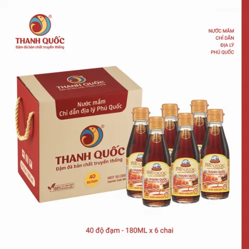 Nước Mắm Chỉ Dẫn Địa Lý Phú Quốc - Thanh Quốc 40N, Hộp 6 Chai 180ml