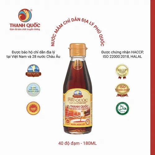 Nước Mắm Chỉ Dẫn Địa Lý Phú Quốc - Thanh Quốc 40N, Hộp 6 Chai 180ml