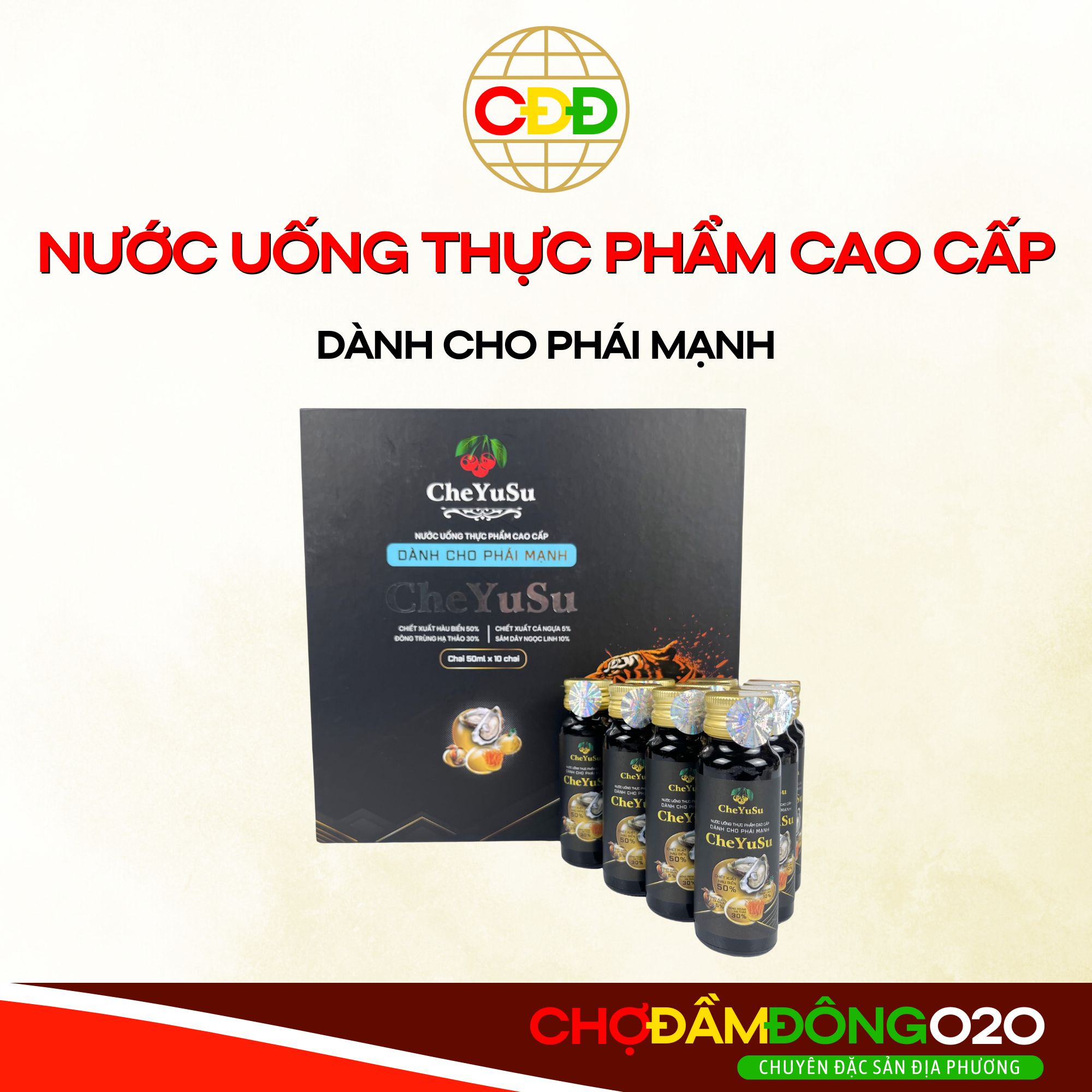 Nước Uống Thực Phẩm Cao Cấp Phái Nam Cheyusu (Hộp 10 Lọ)